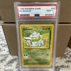 Pokemon 1999 Base Set Bulbasaur PSA 10 #44/102 Regular English TCG - Image 1