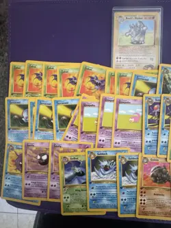 LOT OF 47 VINTAGE POKEOM FIRST EDITION FOSSIL CARDS WITH ONE HOLO WOTC - Image 3