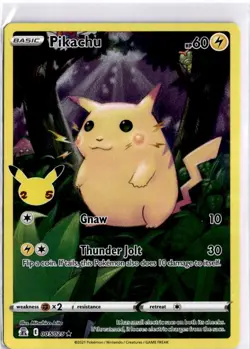 Pikachu Card 5/25 Celebrations Holo Pokemon TCG NM - Image 1
