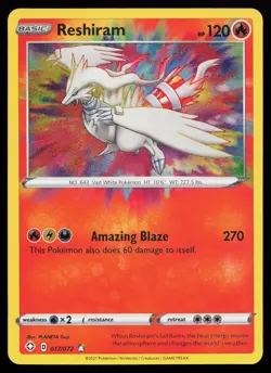 Reshiram 017/072 Amazing Rare Shining Fates Pokemon Card - Image 1