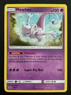2017 Pokemon TCG Shining Legends Pin Collection Promo SM77 Mewtwo Holo *MP* - Image 1