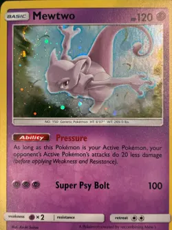 2017 Pokemon TCG Shining Legends Pin Collection Promo SM77 Mewtwo Holo *MP* - Image 3