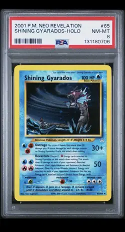 2001 Pokemon Neo Revelation Shining Gyarados Holo PSA 8 new cert - Image 1