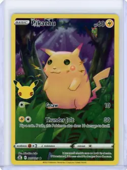 Pikachu 5/25 Pokemon Celebrations 25th Anniversary Base Set Full Art NM Read - Image 1