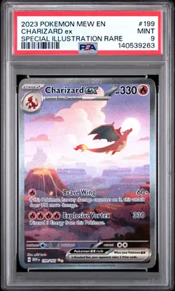 2023 POKEMON MEW EN-151 SPECIAL ILLUSTRATION RARE #199 CHARIZARD EX PSA 9 - Image 1