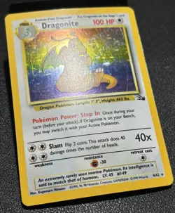 Pokemon - Dragonite Holo - Moderate Play MP - 1999 Fossil 4/62 Rare - Image 2