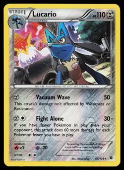 Lucario 63/124 Reverse Holo Rare Fates Collide Pokemon Card - Image 1