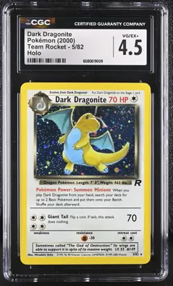 CGC 4.5 Dark Dragonite 2000 Team Rocket 5/82 Holo Rare Pokemon Card - Image 1