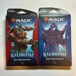 Magic the Gathering MTG Kaldheim RED and BLUE Theme Boosters English Sealed x 2 - Image 1