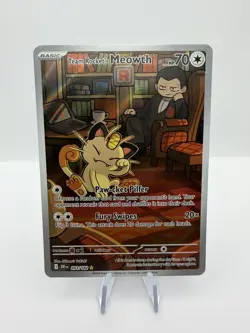 Team Rockets Meowth Illustration Rare 203/182 SV10: Destined Rivals NM Pokemon - Image 1