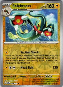 Pokemon TCG Eelektross SV03: Obsidian Flames 069/197 Reverse Holo Uncommon - Image 1