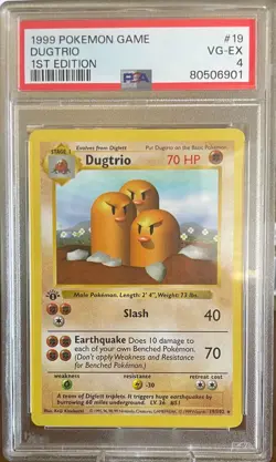 1999 Pokemon Game - Dugtrio 019/102 Base Set (Shadowless) Regular - Image 1