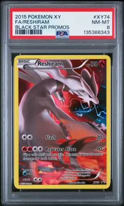 2015 POKEMON XY BLACK STAR PROMOS #XY74 FULL ART/RESHIRAM PSA 8 - Image 1