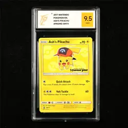 TQG 9.5 MINT+ 2017 Pokemon ENG Ash's Pikachu SM111 PROMO - Image 1