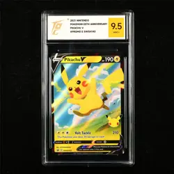 TQG 9.5 MINT+ 2021 Pokemon ENG Pikachu V SWSH143 PROMO - Image 1