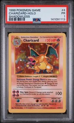 1999 Pokemon Charizard Holo Base Set Unlimited 4/102 - PSA 1 - Image 1