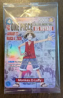 Sealed One Piece Monkey D. Luffy US Voyage College Basketball Promo Card Gonzaga - Image 1