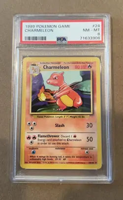 Pokemon PSA 8 NM MINT Base set Unlimited 1999 Charmeleon #24 - Image 1
