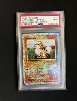 2002 POKEMON LEGENDARY COLLECTION #45 GROWLITHE-REVERSE FOIL PSA 9 - Image 1