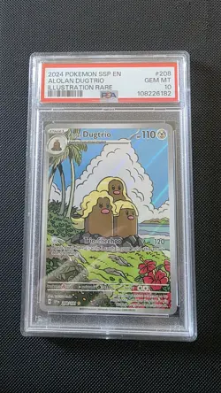 Pokemon TCG Alolan Dugtrio 208/191 Surging Sparks Illustration Rare Card PSA 10 - Image 1