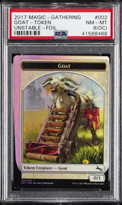 2017 MTG UNSTABLE FOIL #002 GOAT-TOKEN PSA 8 OC - Image 1
