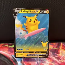 2021 Pokemon Celebrations #008/025 Surfing Pikachu V Mint - Image 1