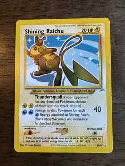 Pokemon Shining Raichu Secret Rare Holo Neo Destiny 111/105 English TCG Card - Image 1