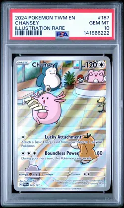 2024 POKEMON TWM EN-TWILIGHT MASQUERADE ILLUSTRATION RARE #187 CHANSEY PSA 10 - Image 1