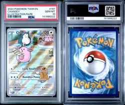 2024 POKEMON TWM EN-TWILIGHT MASQUERADE ILLUSTRATION RARE #187 CHANSEY PSA 10 - Image 3