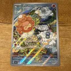 Pokemon TCG Castform Sunny Form 195/191 Sv08: Surging Sparks IR Holo Card - Image 1