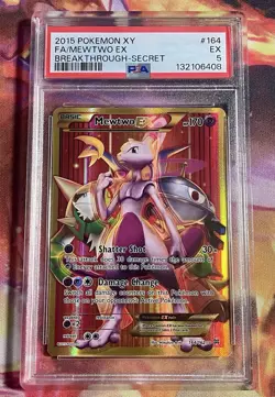 Pokemon 2015 Mewtwo EX Secret Rare Full Art XY Breakthrough #164 PSA 5 - Image 1