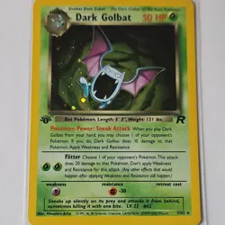 Pokemon TCG Dark Golbat Team Rocket 7/82 1st Edition Holo Rare 50 HP English - Image 1