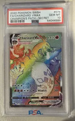 2020 Pokemon SWSH FA Charizard Vmax 074/073 Champion's Path Secret PSA 10 - Image 1