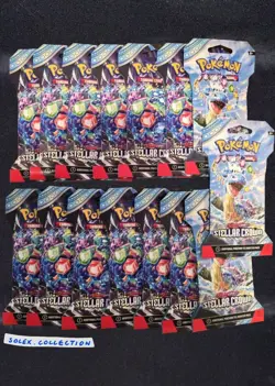 Pokemon TCG: Stellar Crown Sleeved Booster Pack Random Art (15 packs) - Image 1