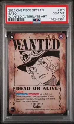 2025 ONE PIECE OP13-CARRYING ON HIS WILL WANTED ALTERNATE ART #120 SABO PSA 10 - Image 1