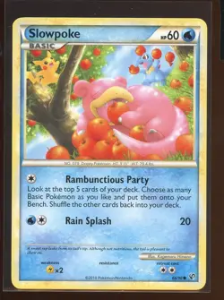 Slowpoke Common 66/90 Ex/LP HGSS Undaunted Pikachu Totodile Pokemon - Image 1