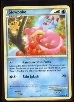 Slowpoke Common 66/90 Ex/LP HGSS Undaunted Pikachu Totodile Pokemon - Image 3