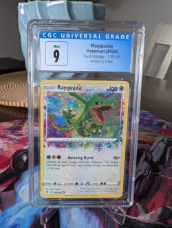 Rayquaza 138/185 Pokemon Vivid Voltage Sword & Shield Amazing Rare Graded CGC 9 - Image 2