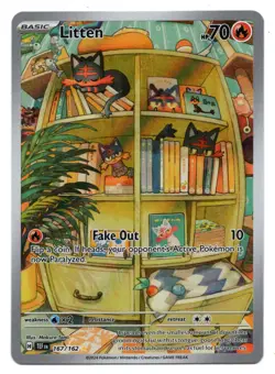 Pokemon TCG Temporal Forces Litten 167/162 Holo Illustration Rare - Image 1