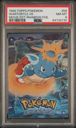 WARTORTLE Rainbow Foil 1999 TOPPS Pokemon Movie Edition E8 Rainbow Foil PSA 8 - Image 1