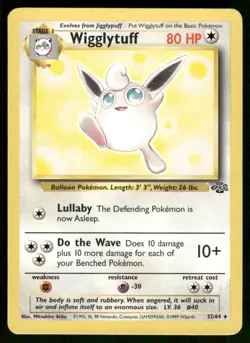 Pokemon Cards Wigglytuff 32/64 UNLIMITED Jungle WOTC Rare MP - Image 1