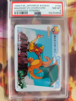 Pokemon Card #108 Charizard Vs Magmar Carddass Vending Glurak Ani Japanese PSA 8 - Image 2