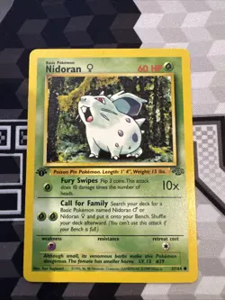 Pokemon Nidoran TCG Jungle Card 57/64 1st Edition Common - Image 1