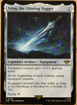 LIMITED EDITION Lord of the Rings MtG Sting, the Glinting Dagger NM Unplayed - Image 1