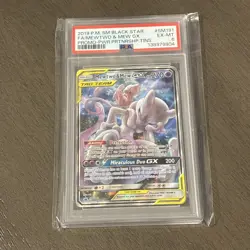 Pokemon TCG Mewtwo & Mew GX SM Black Star SM191 Promo Full Art Holo PSA 6 EX-MT - Image 1
