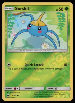 Surskit 7/149 Reverse Holofoil Pokemon TCG SM Base Set LP - Image 1