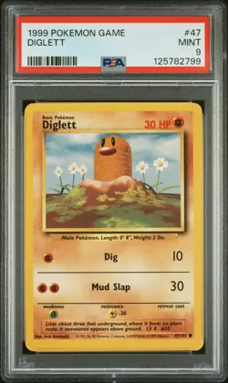 1999 POKEMON BASE SET UNLIMITED #47 DIGLETT PSA 9 - Image 1