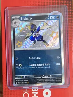 Pokemon TCG Bisharp Scarlet & Violet Holo Shiny Rare Card 186/091 Paldean Fates - Image 1