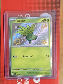 Pokemon Oddish TCG Holo Card Paldean Fates 92/91 LP Condition - Image 1