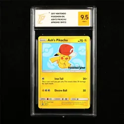 TQG 9.5 MINT+ 2017 Pokemon ENG Ash's Pikachu SM113 PROMO - Image 1
